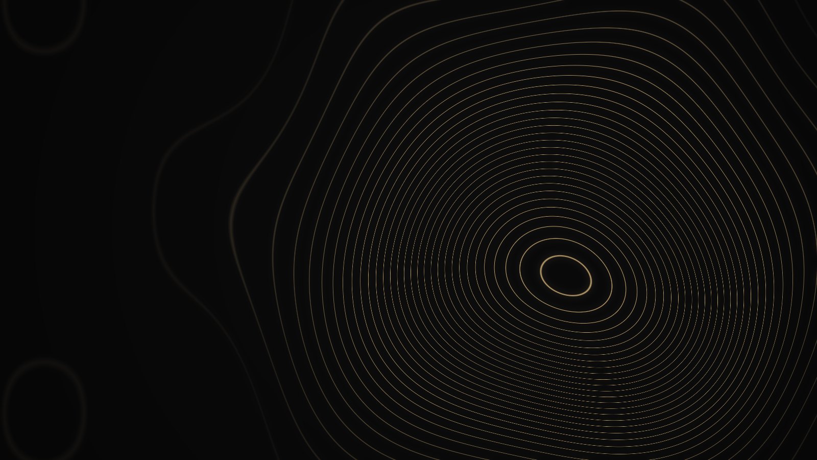 Abstract gold contour lines on a dark background representing layers of facial fat