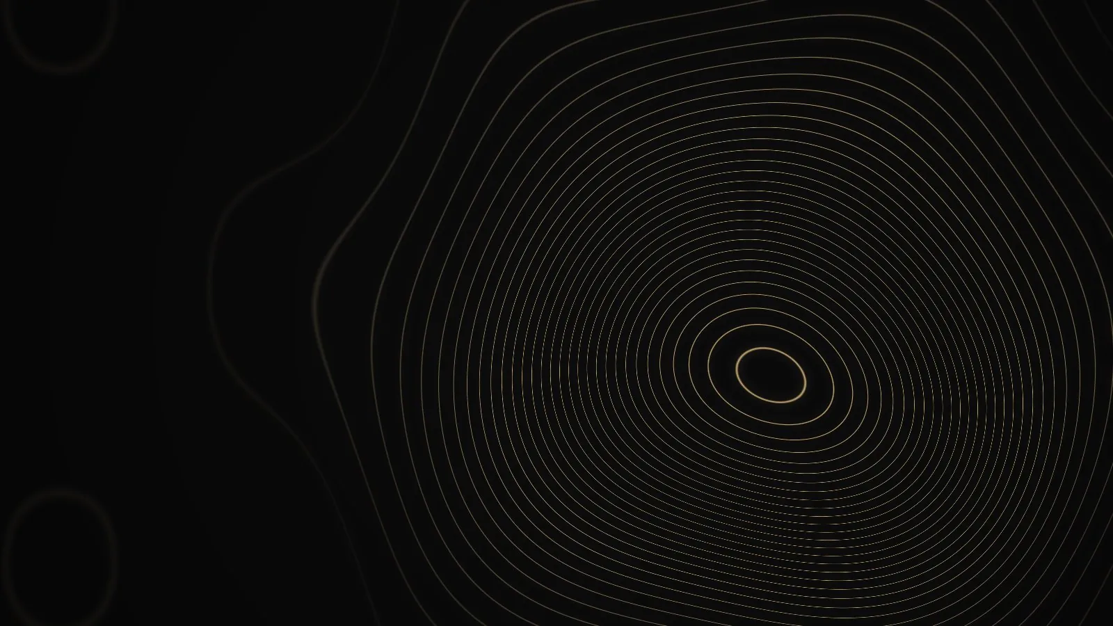 Abstract gold contour lines on a dark background representing layers of facial fat