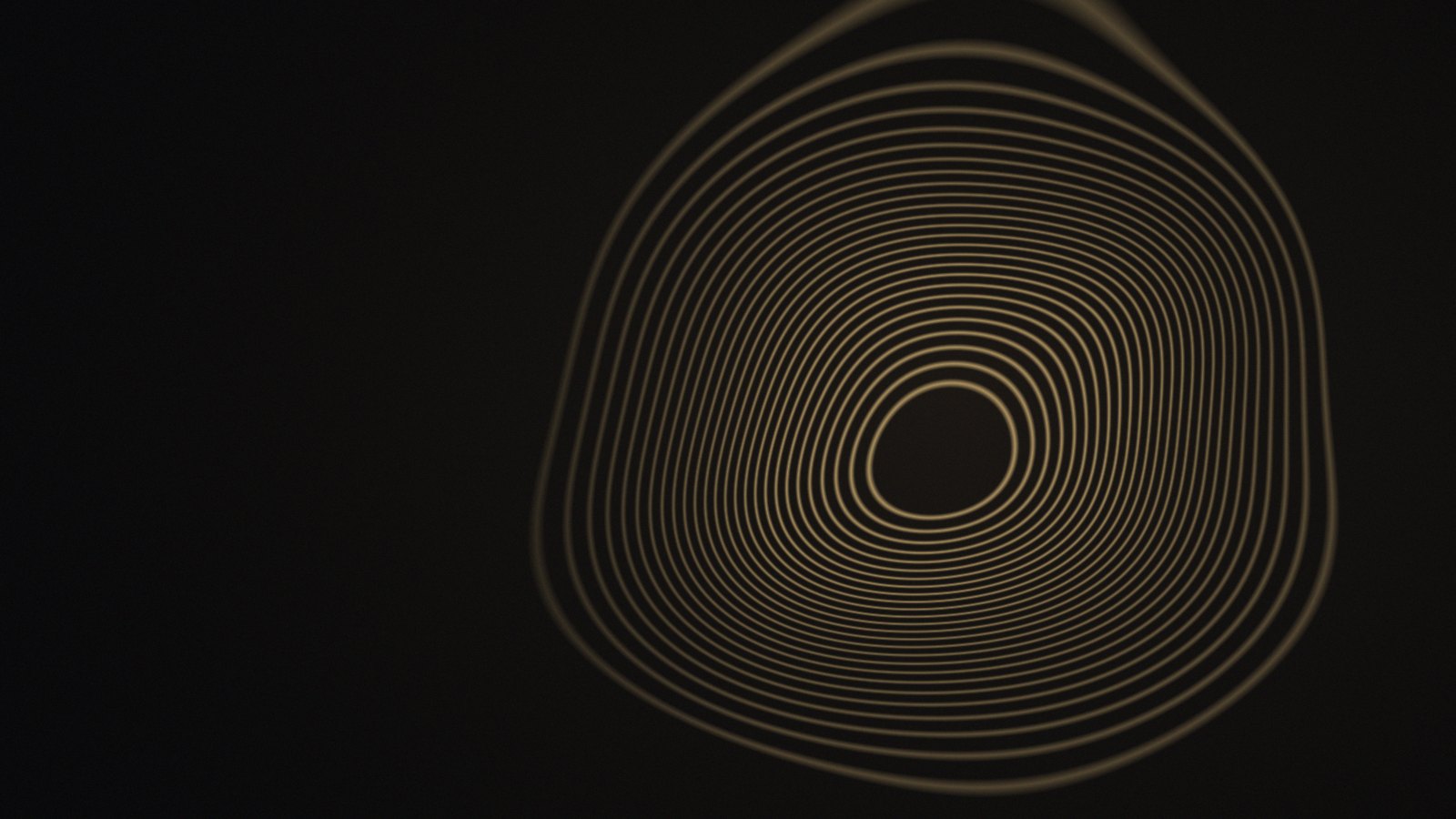 Gold contour lines on a dark background, drifting away from their centre, illustrating how filler can shift from where it was placed