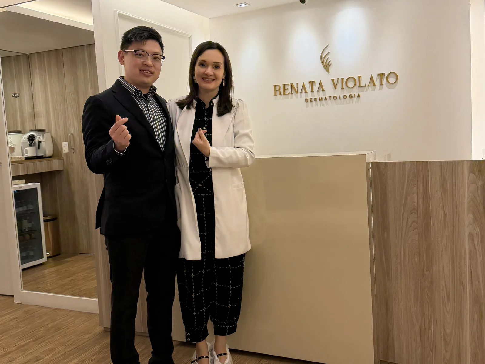 Dr Sin Yong with Dr Renata Violato at her dermatology practice in Sao Paulo, Brazil