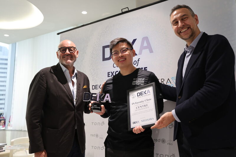 Dr Sin Yong receiving the DEKA Centre of Excellence certification from DEKA and NeoAsia representatives, July 2026