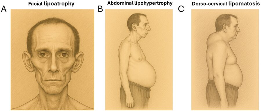 Facial lipoatrophy: the hollowed, skeletonised look of deep facial fat loss