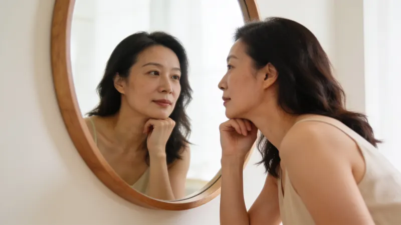After fat grafting or liposuction — illustrative model, not a patient