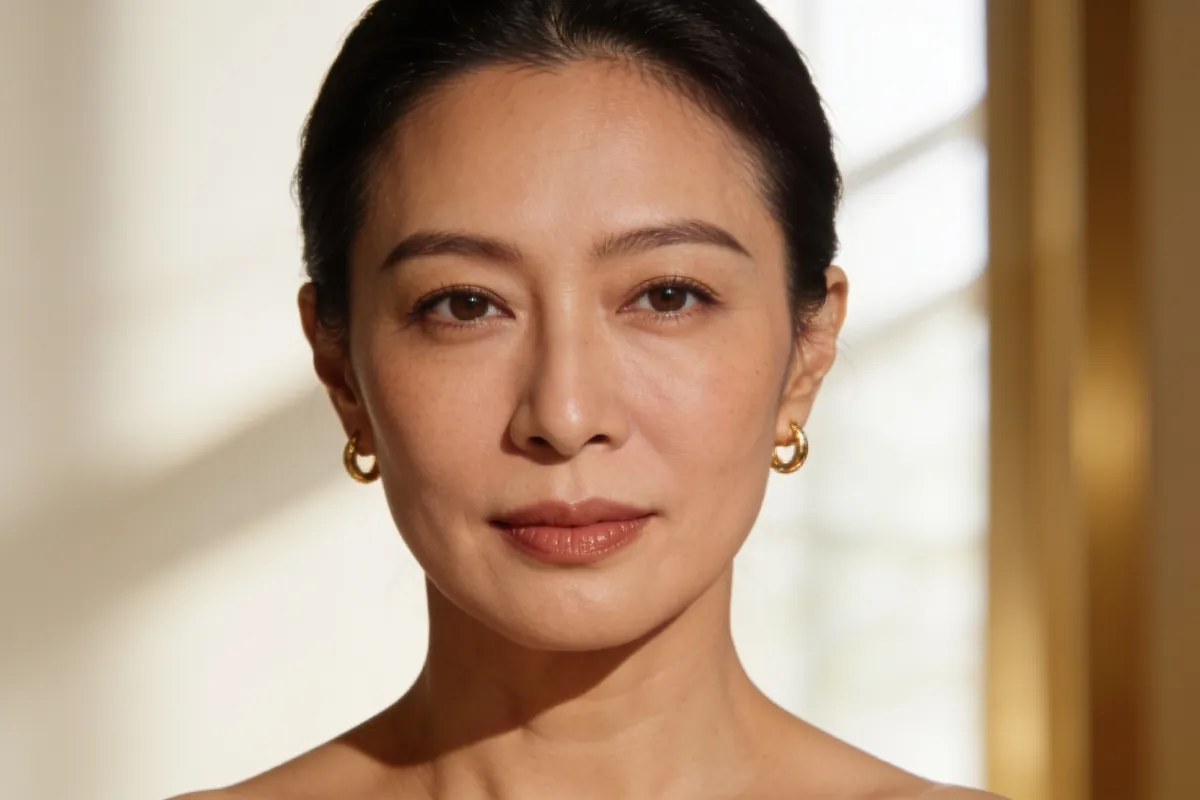 Illustrative image of a mature woman's face and jawline in soft light