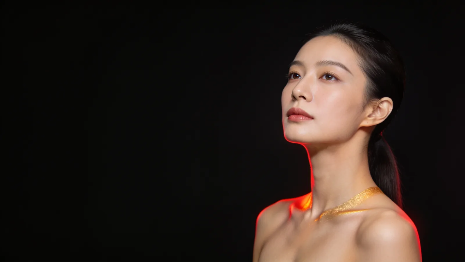 Illustrative model with eyes closed and relaxed brows — not a patient